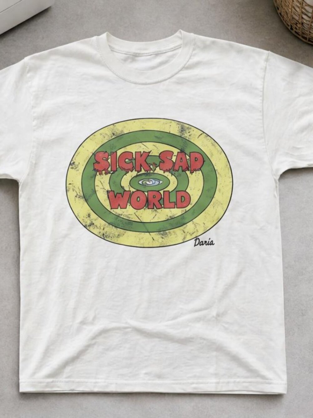 Daria Sick Sad World Graphic Tee White Unisex T-Shirt Cartoon Shirt